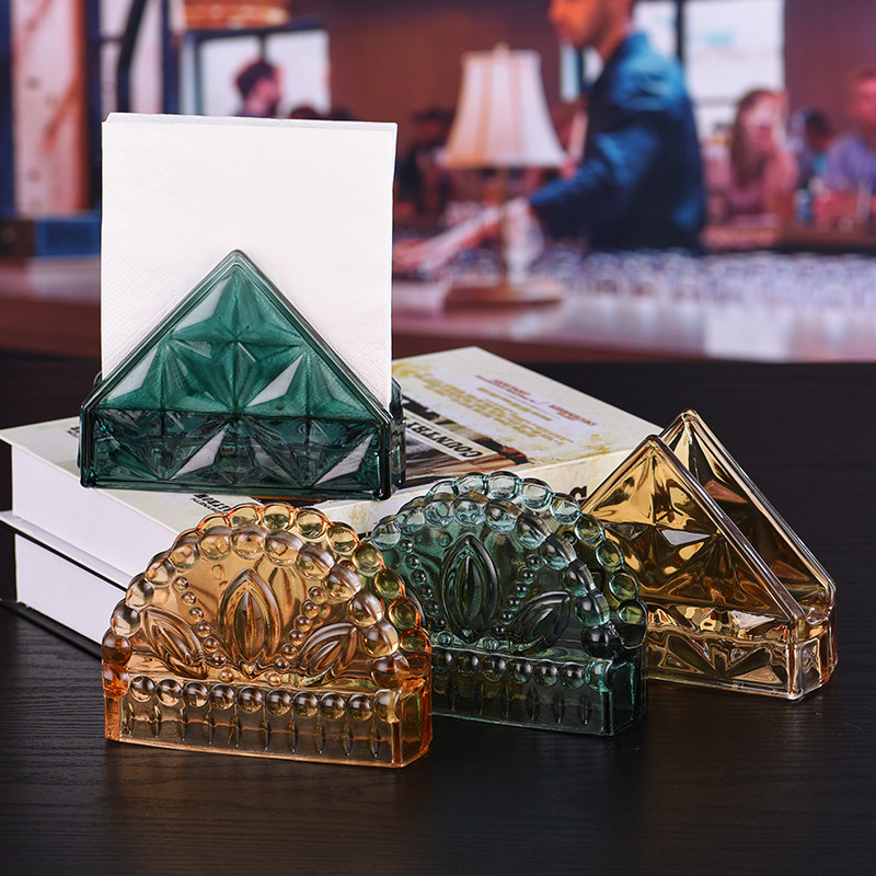 Glass Paper Towel Rack Retro Dining Room Dining Towels Creativity Hotel coffee room Milk Tea Shop Square Towels Triangle Containing shelf