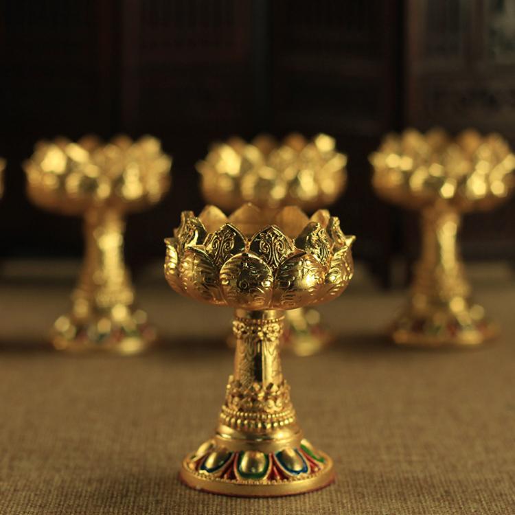 High-footed alloy lotus butter lamp seat lotus for Buddha Changming lamp candlestick Buddha hall glass for lamp large