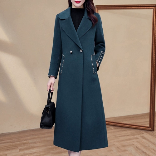 Кашемировое длинное элитное утепленное демисезонное шерстяное пальто, средней длины, 2024 года