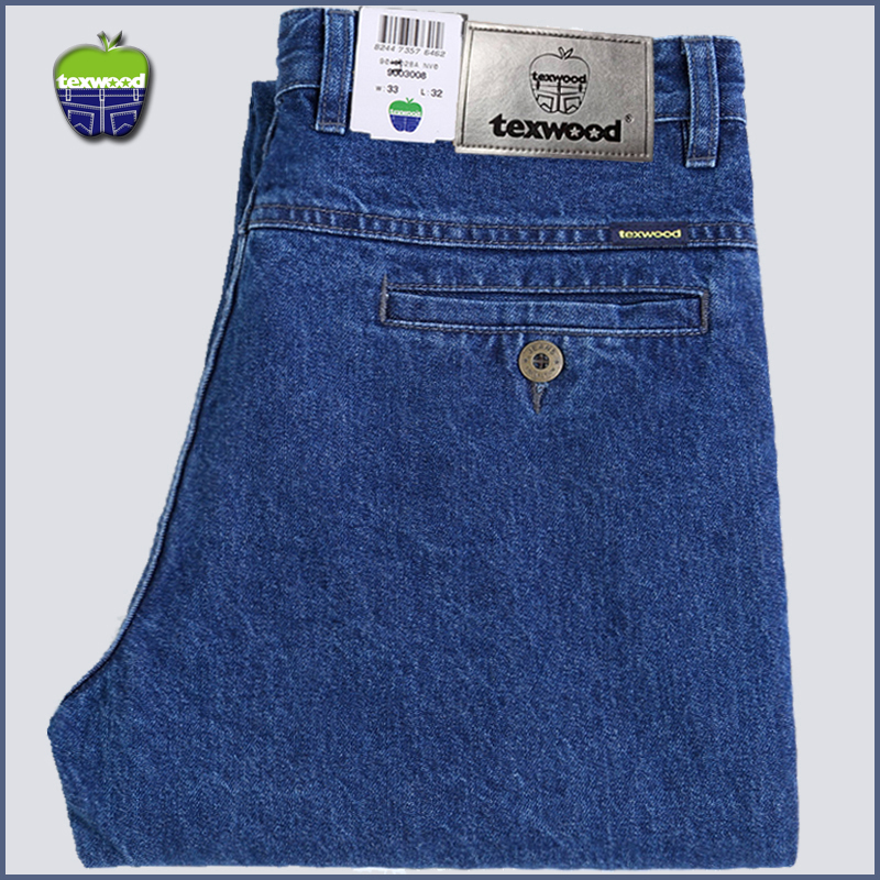 Authentic American Texwood Apple Jeans for Men, Genuine Straight-Leg Loose Fit with Slant Pockets, Non-Stretch, Middle-Aged and Elderly Long Pants
