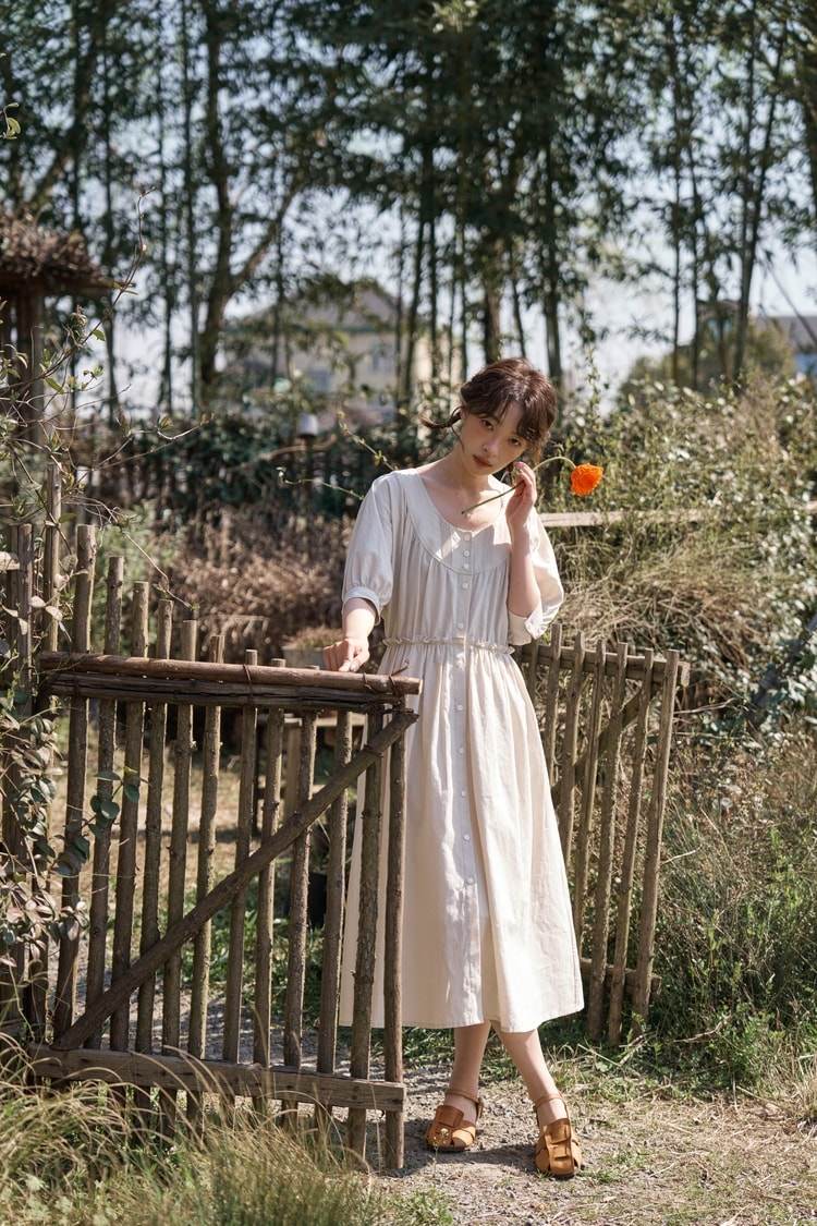 フレンチヴィンテージリネンワンピース|ファッション|ツーカラー|春夏