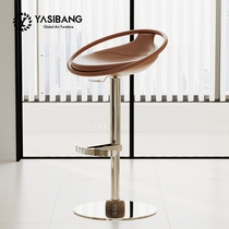 Italian light luxury bar chair simple leather bar chair stainless steel bar front chair household rotating lifting high stool