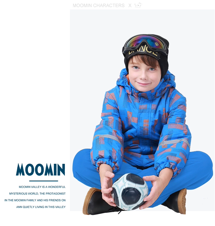 Moomin Muming Children Mặc con trai và Children Siamese Ski Suit Áo khoác ngoài trời Jumpsuit chống nước 90-130 áo khoác thu đông cho bé