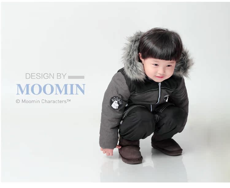 Moomin Muming quần áo trẻ em bé áo khoác trẻ em phù hợp với cậu bé mùa đông dày ngoài trời trượt tuyết mặc quần cotton windproof áo chống nắng cao cấp trẻ em