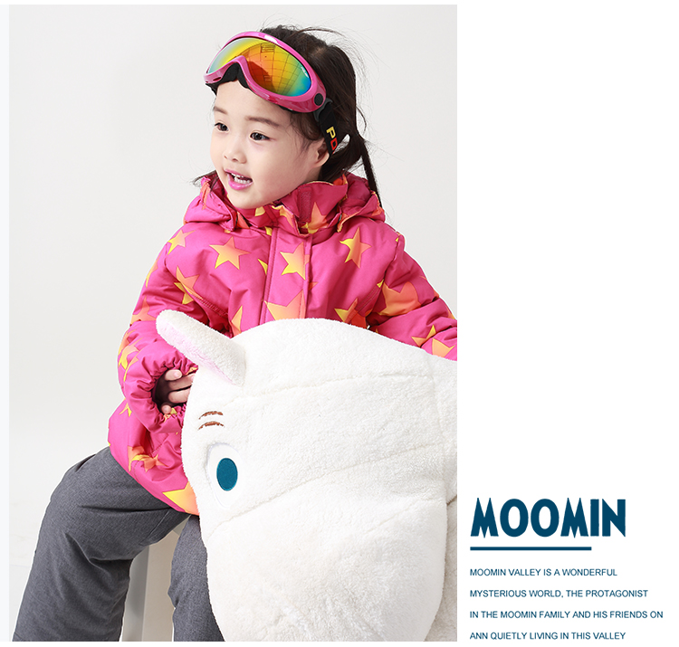 Moomin Muming quần áo trẻ em mùa đông mới trẻ em phù hợp với trượt tuyết ngoài trời in quần áo cotton tấn công chống thấm nước ấm áo chống nắng cao cấp trẻ em