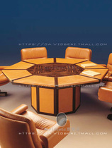  Presidents office large round conference table negotiation table Small round octagonal table leather paint