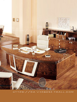  Italian design sense domineering and stable Large desk Boss desk President desk Office desk luxury and high-end fan-shaped