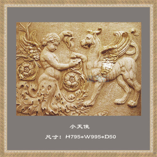 Sandstone Relief Mural Little Angel and Beast Sandstone Decorative Painting Sandstone TV Background Wall Brick Culture Stone
