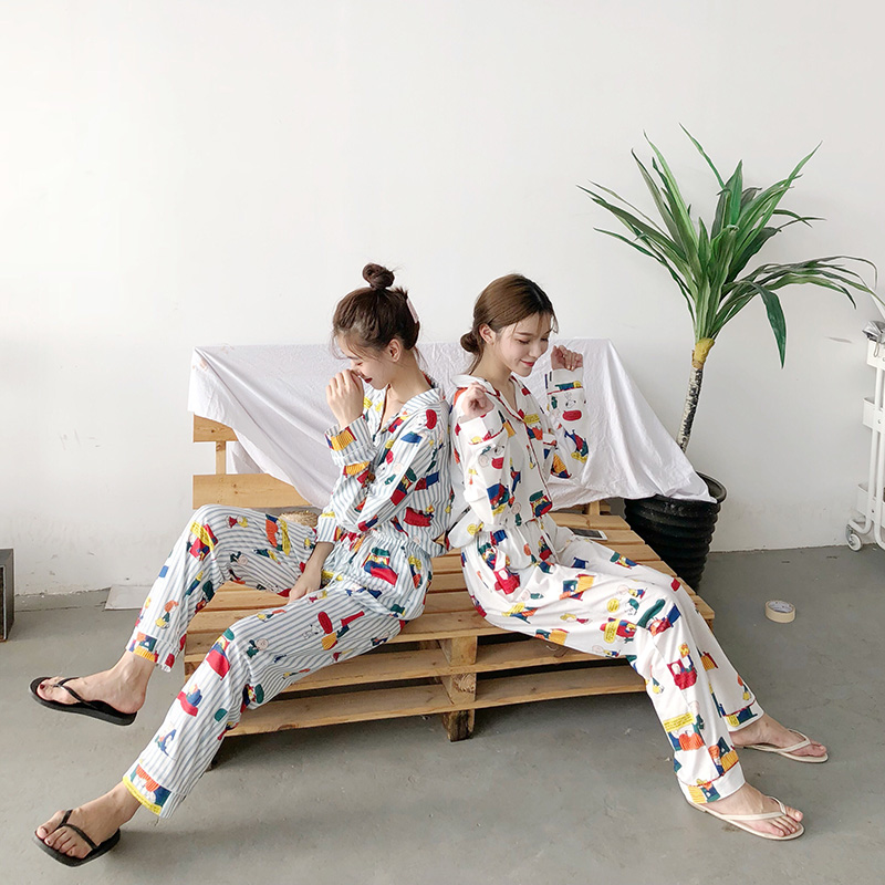 Snoopy pyjama nữ mùa xuân và mùa thu cotton dài tay phù hợp với phụ nữ cardigan có thể mặc dịch vụ tại nhà Hàn Quốc hai mảnh bộ jum đẹp