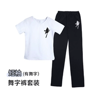 Перед V белые короткие рукава (с танцевальными персонажами)+прямые брюки