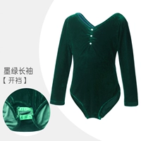 Золотая бархатная бриллиантовая модель-дарк зеленые длинные рукава-открытые промежность