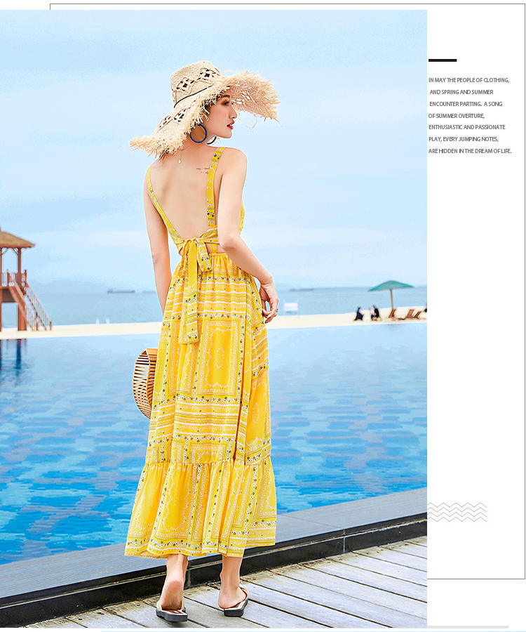 VK旗艦店 韓系高腰魚尾裙顯瘦長版露背細肩帶無袖洋裝