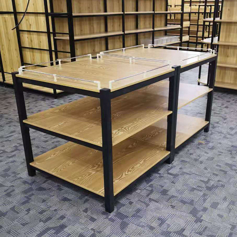 Supermarket shelves Shelf display shelf Edible oil washing special promotion table Three-layer beverage steel wood milk ground stacker