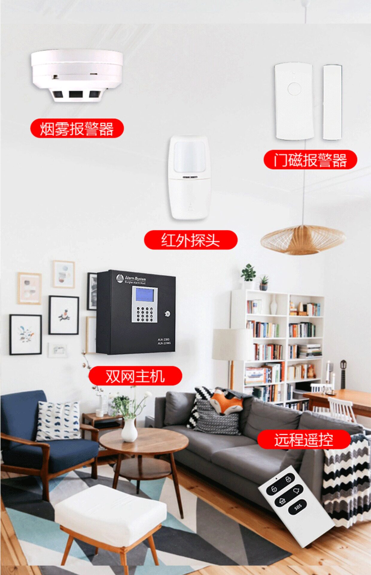 Противоугонная 工程红外线防盗报警器家用店铺门窗4g全网通远程安防报警系统 AENE