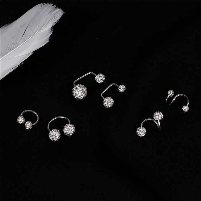 South Korean exquisite shiny drill S geometric titanium steel full drill ball earrings earring earring ear-pin earring