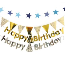 Hot stamping birthday pull flag baby happy one year old happy birthday letter pull flower birthday hat banner