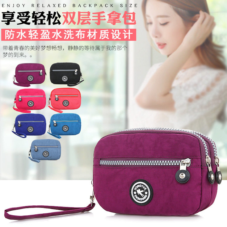 Mobile phone package female new waterproof nylon change keybag mini fashion water wash cloth multi-pocket handbag with girl bag