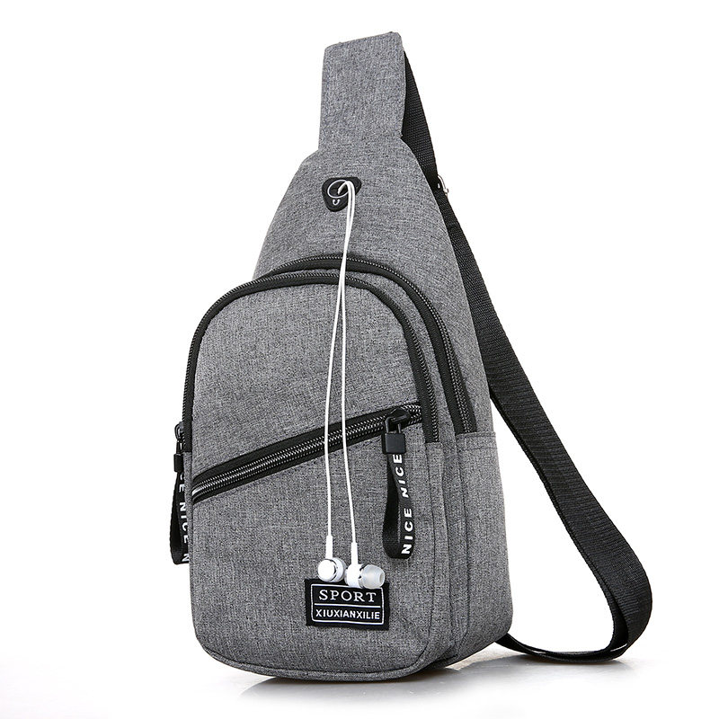 Small backpack men's chest bag tide shoulder bag sports diagonal backpack casual diagonal shoulder bag solid color Oxford canvas cross bag