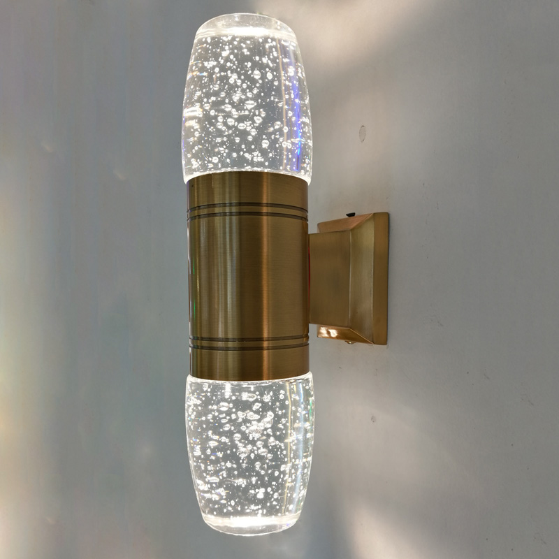 Simple Modern Crystal Wall Lamp Bronze Bubble Crystal Column Outdoor Waterproof Wall Lamp Bedroom Bedside Aisle Lamp
