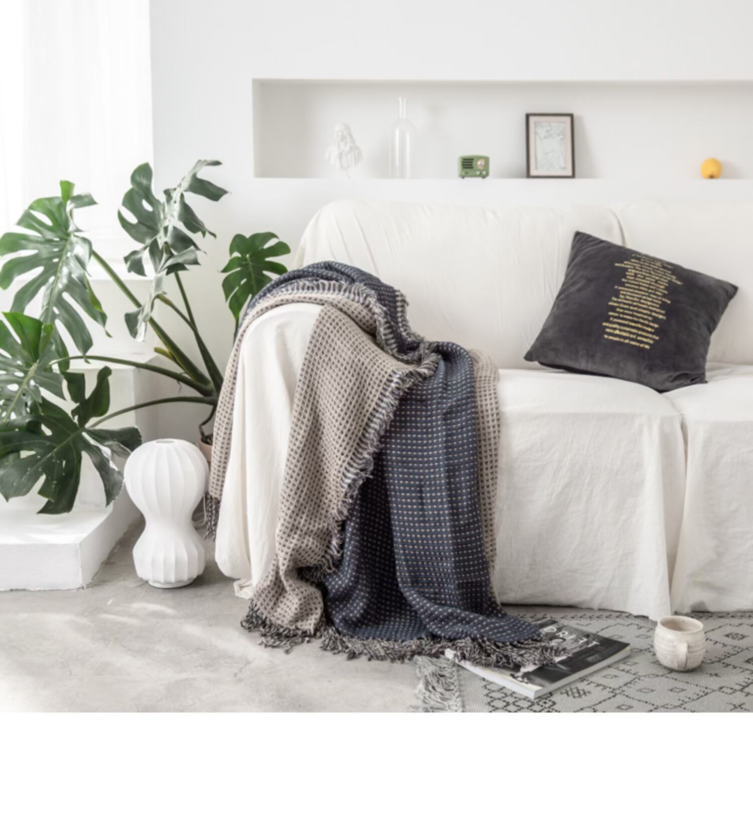 Sofa giải trí chăn điều hòa phòng ngủ trưa khăn đơn che gió Bắc Âu phòng ngủ giường ngủ phòng khách mùa trang trí chăn - Ném / Chăn chăn lông cừu nhân tạo