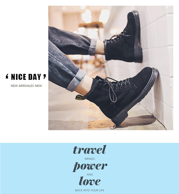 Martin ủng nam cao giúp mùa thu ủng nam giày dụng cụ màu đen Anh hoang dã trong thủy triều Martin giày nam giày boot nam độn gót