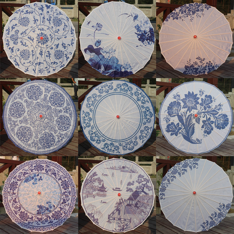 Blue Flower Porcelain Parmbrella Decoration Parmbrella Parmbrella LightsParmbrandsChildren's ParmbrandsPaper Umbrella Oil Paper Umbrella