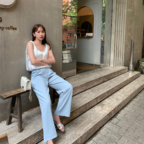 Lin Xiaosunset Feeling Super-mould wide-legged pants 2020 autumn new high waist casual loose with thin and thin mopping long pants