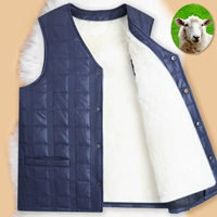 Mùa thu đông 2018 vest da cừu nam da trung và già cha cotton vai vest cộng với nhung dày ấm áp vest các loại áo ba lỗ nam