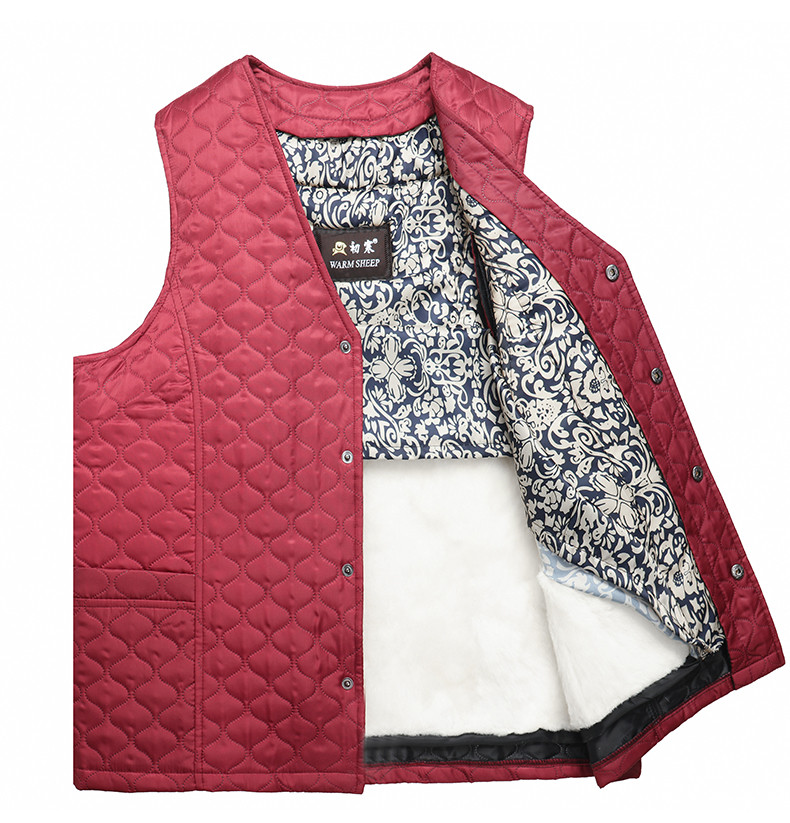 Mùa thu đông 2018 vest da cừu nam da trung và già cha cotton vai vest cộng với nhung dày ấm áp vest áo ghi lê