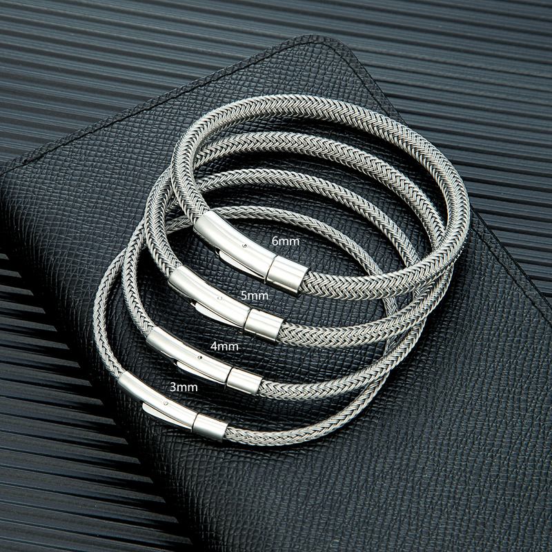 Original Design 3/4/5/6mm Waterproof Silver Steel Wire Bracelet DIY Transfer Beads Woven Gold Couple Bracelet