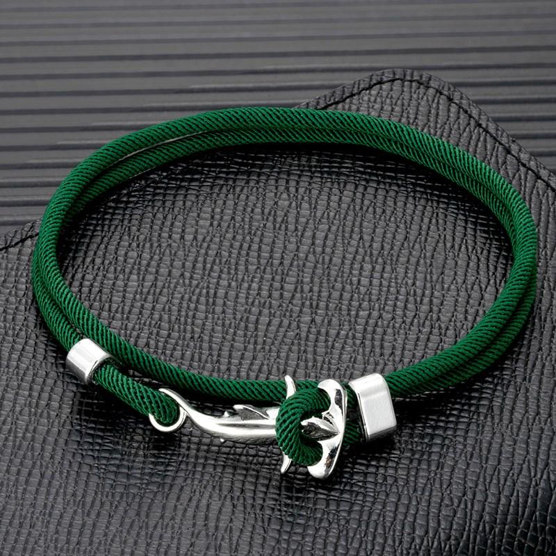 Hammerhead Shark Bracelet for Men, Handmade Woven Cord, Marine Life, Korean and Japanese Style, Adjustable Clasp, Versatile Couple Style