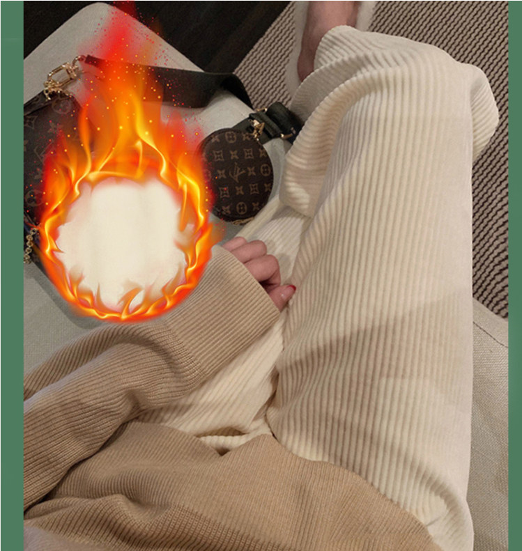 Maternity pants 200 catties large size plus velvet thick corduroy autumn and winter models straight loose all-match drape velvet pants