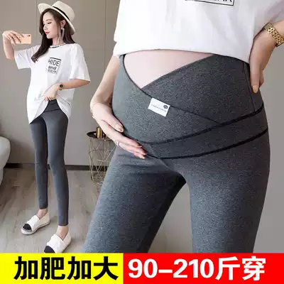 Fat MM pregnant women autumn pants plus fat plus size 200 jin outside wear cotton cotton low waist belly small feet