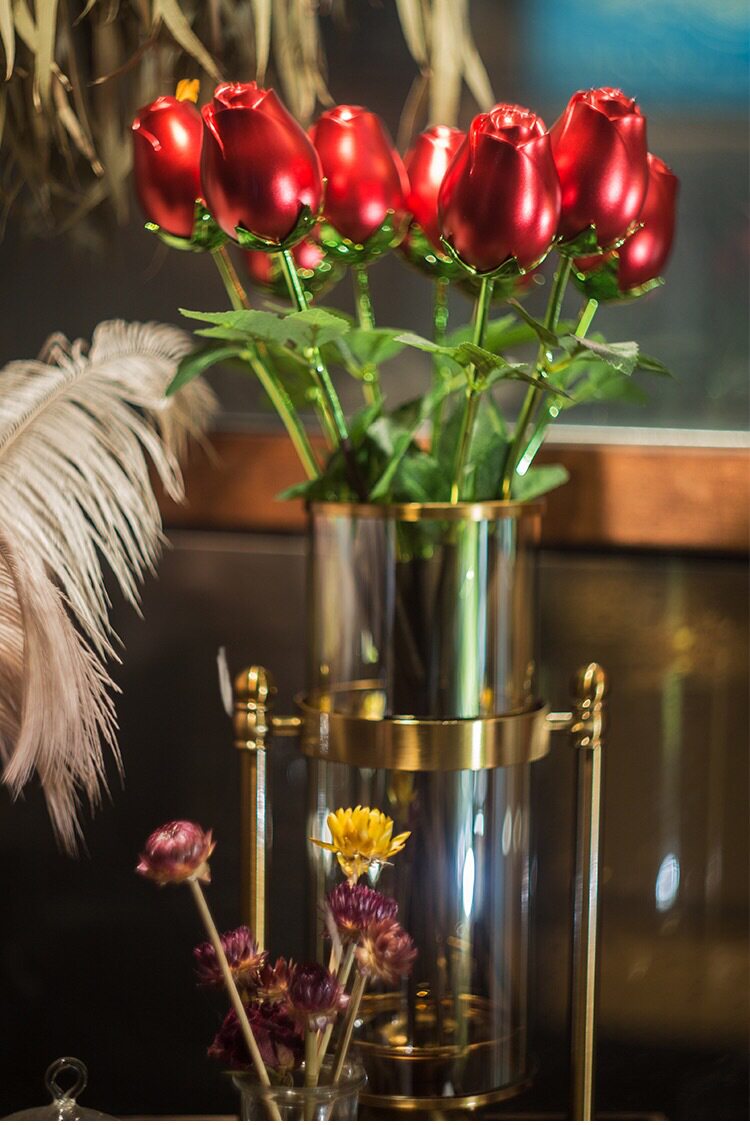 Ювелирная упаковка 金属仿真玫瑰戒指首饰盒子包装盒空盒高档精致高颜值手饰品礼物盒