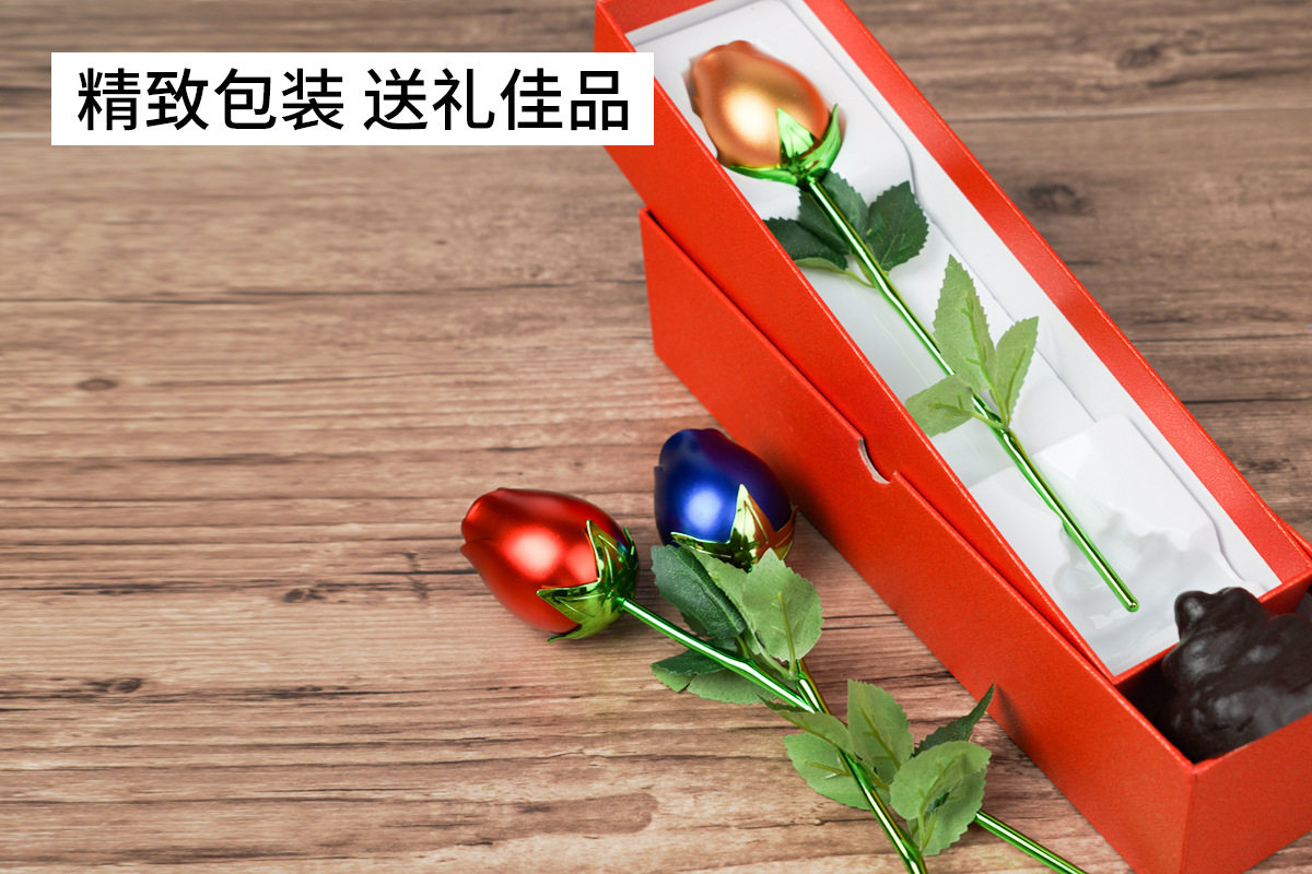 Ювелирная упаковка 金属仿真玫瑰戒指首饰盒子包装盒空盒高档精致高颜值手饰品礼物盒