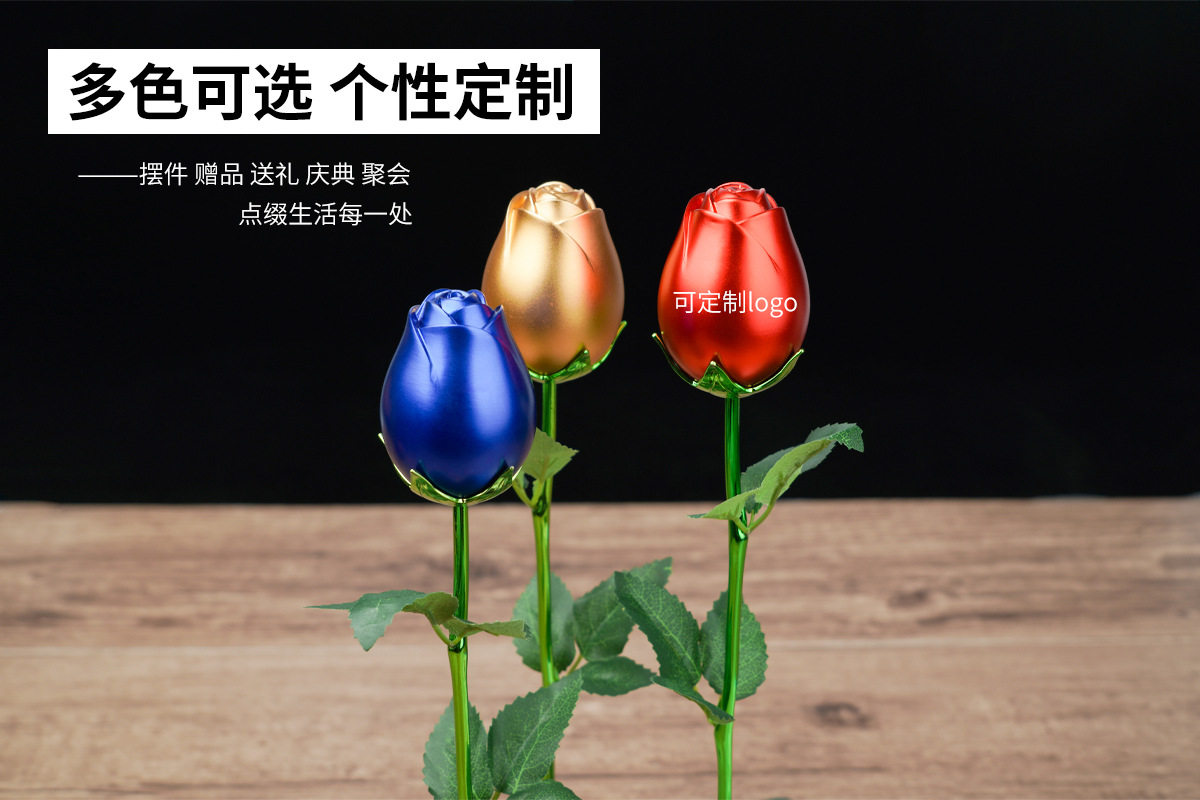 Ювелирная упаковка 金属仿真玫瑰戒指首饰盒子包装盒空盒高档精致高颜值手饰品礼物盒