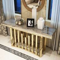 Light luxury porch table post-modern simple home decoration cabinet stainless steel gold-plated shelf marble porch table