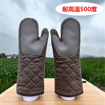 Silicone canvas high temperature resistant baking insulation commercial microwave oven oven garment steamer thickened glove printing LOGO