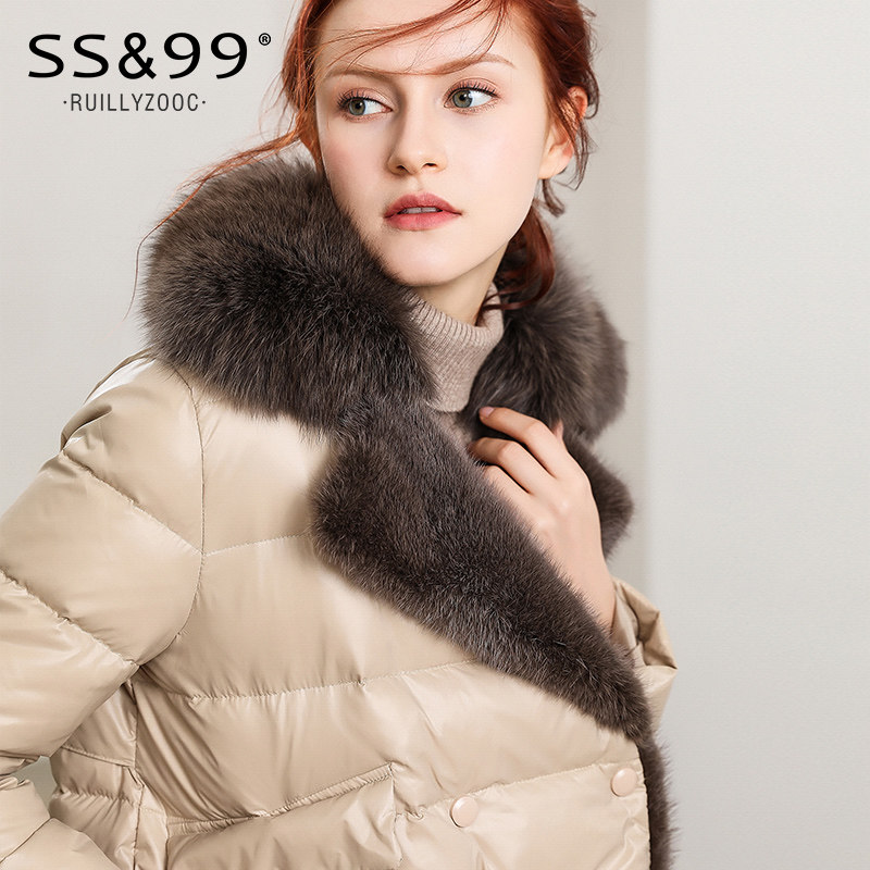 Short down jacket women's 2022 new hot style big fur collar fox fur mink stitching small fashion Western style