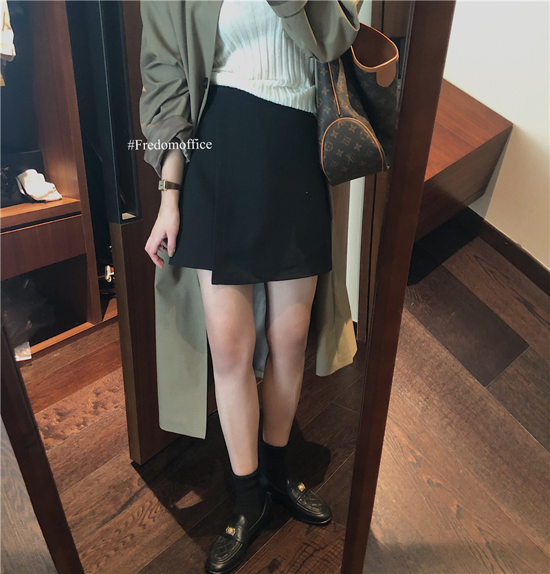 MeWo niche design feel split a pendulum skirt 2021 high waist autumn black skirt skirt