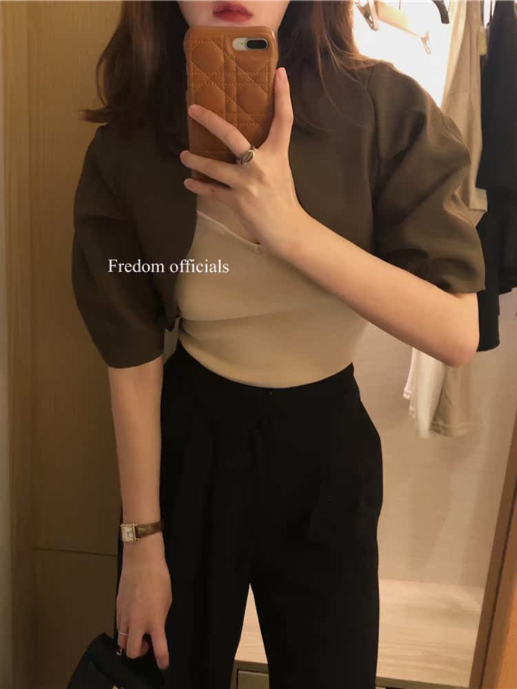 FREDOM short-sleeved suit jacket women's thin section 2021 summer new Korean version of the drape loose short casual small suit