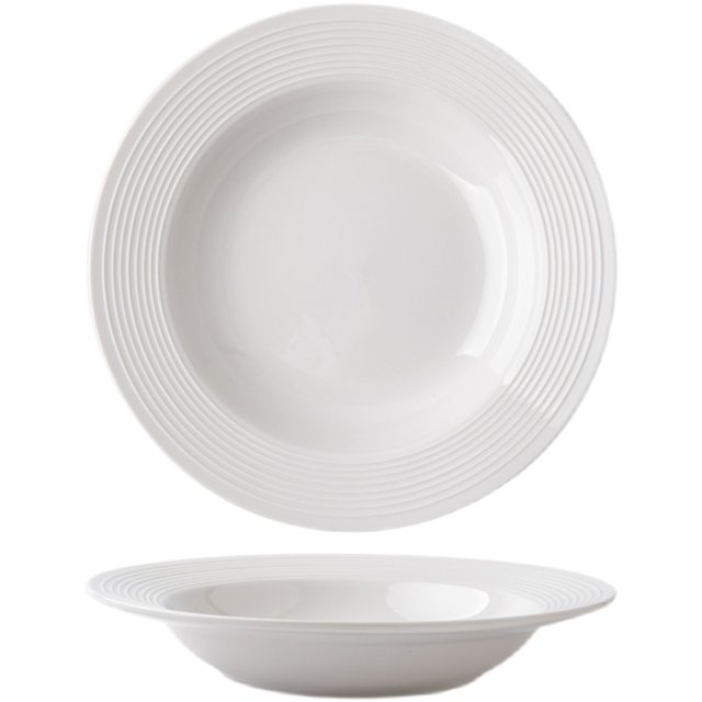 Alley end 6.9 for two! Simple straw hat plate 8.5-inch threaded ceramic soup plate plate Western pasta