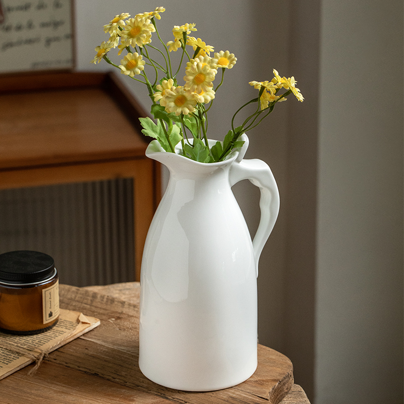Alley tail [elegant white vase] minimalist pot-shaped flower-flower-flower-room TV cabinet desktop decorations hem-Taobao