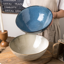(Extra large Bowl collection) retro ceramic large fruit basin large spicy pot boiled fish bowl micro defects