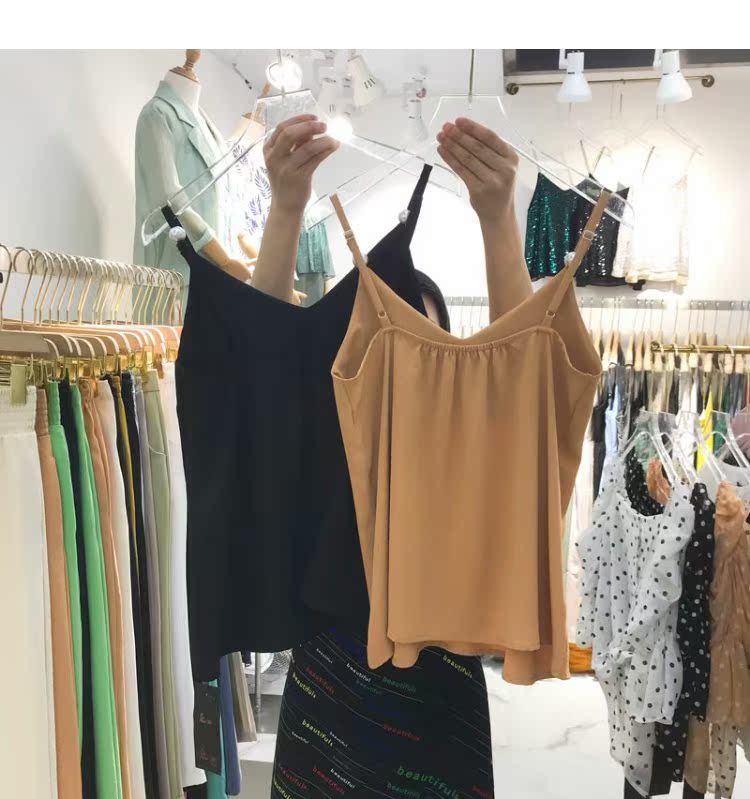 Dây đeo vai ngọc trai co giãn satin đế vest nữ xuân hè gợi cảm v-cổ cẩn thận bên trong áo - Áo ba lỗ ao b lo nu ca tinh