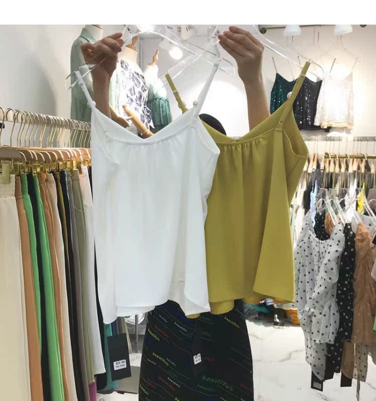Dây đeo vai ngọc trai co giãn satin đế vest nữ xuân hè gợi cảm v-cổ cẩn thận bên trong áo - Áo ba lỗ ao b lo nu ca tinh