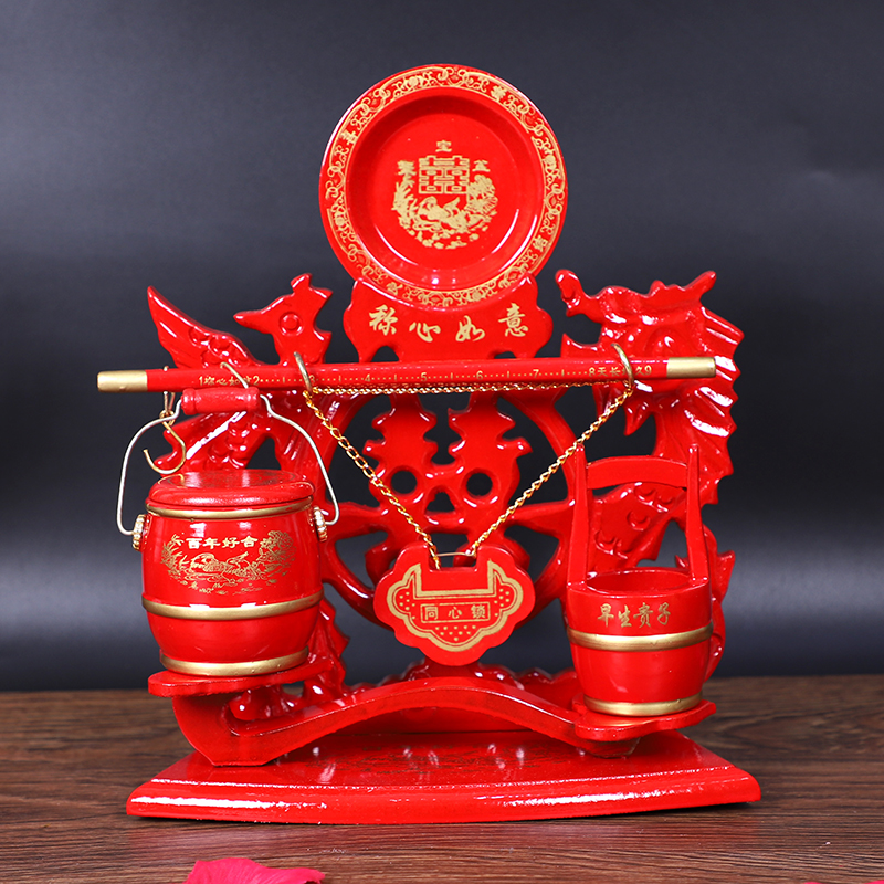 Wedding Happy Supplies large number of children and children 6 pieces of Chinese style retro solid wood says heart Ruyi with wedding suit hem