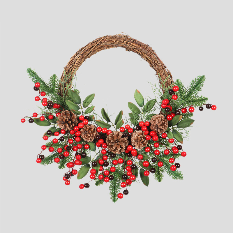 Christmas Scene Arrangement Pine Nuts Flowers Ring Vine Strip Shop Mall Door Decorated Storefront Wall-mounted Living-room Wall Adornment-Taobao