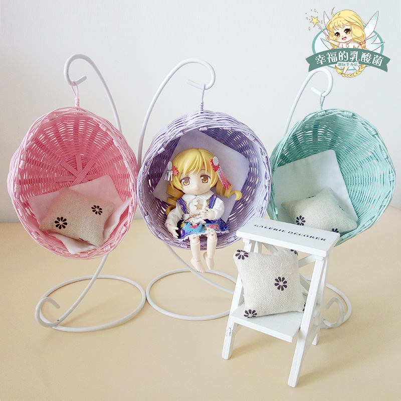 OB11 baby with hanging chair BJD dolls photo small prop hanging basket Simulation of small scene supplies