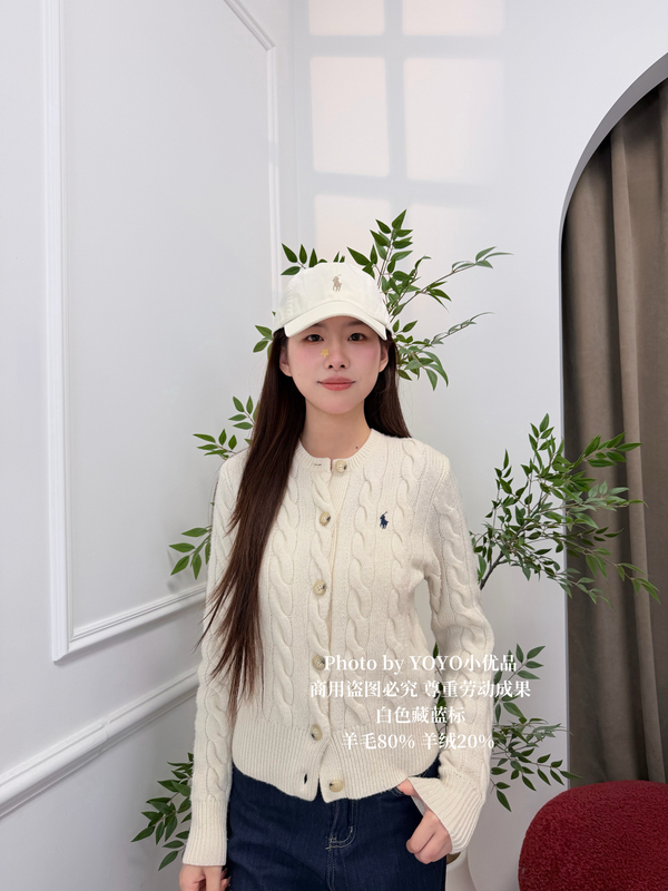 Authentic In-Stock Goods｜Ralph Lauren Wool Cardigan for Women, Store Edition